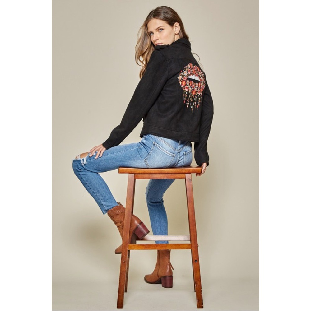 LAST ONE - REBEL FAUX SUEDE JACKET BLACK - Picture 3 of 8